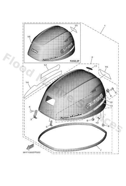 Genuine Yamaha 6FM4261A1200 - Top cowling w/o graphics - Supplied by Flood Marine