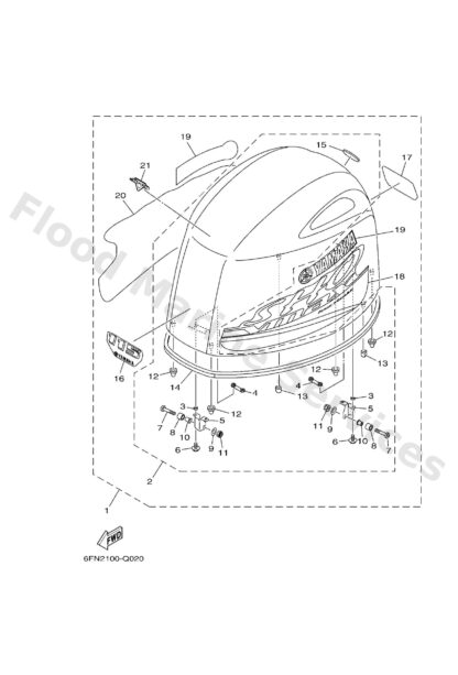 Genuine Yamaha 6FN426760000 - Graphic, side 2 - Supplied by Flood Marine