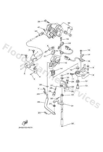 Genuine Yamaha 6FR441200100 - Handle gear shift assy - Supplied by Flood Marine