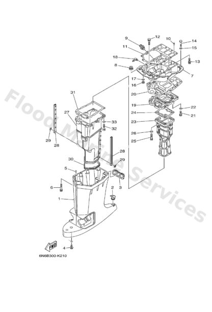 Genuine Yamaha 6G545114A100 - Gasket, upper casing - Supplied by Flood Marine