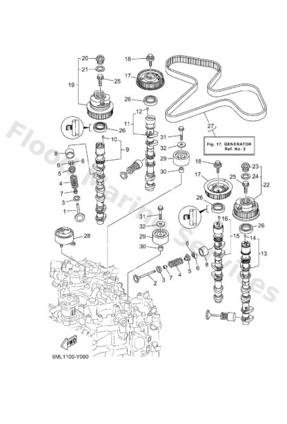 Genuine Yamaha 6GR12153N000 - Lifter, valve (3.460) - Supplied by Flood Marine