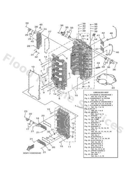 Genuine Yamaha 6GR15109009S - Crankcase assy - Supplied by Flood Marine