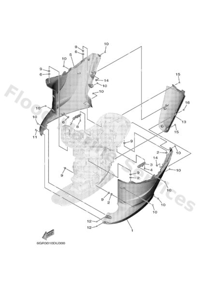 Genuine Yamaha 6GR45141008D - Cover, upper casing - Supplied by Flood Marine