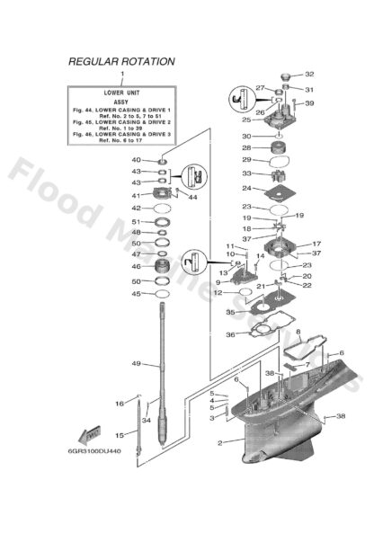 Genuine Yamaha 6GR4530024CE - Lower unit assy - Supplied by Flood Marine