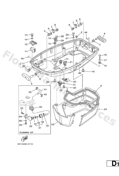 Genuine Yamaha 6H142711104D - Cowling, bottom - Supplied by Flood Marine