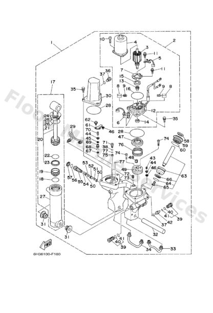 Genuine Yamaha 6H1438101100 - Tilt piston sub assy - Supplied by Flood Marine