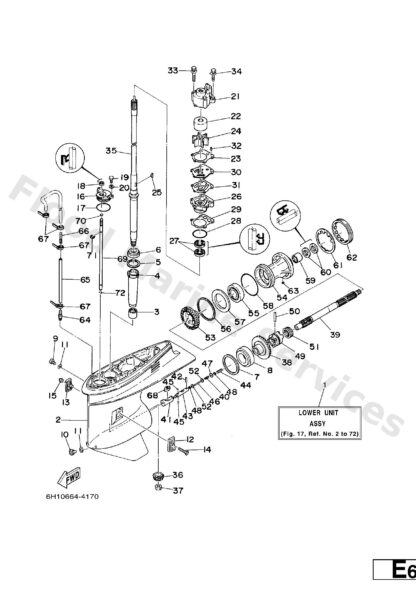 Genuine Yamaha 6H145300154D - Lower unit assy - Supplied by Flood Marine