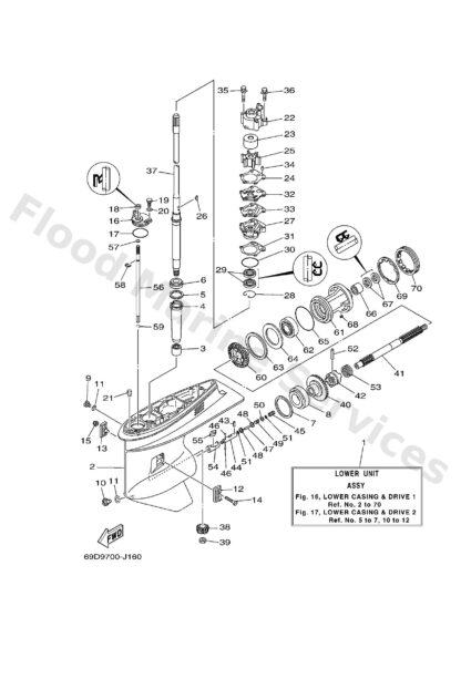 Genuine Yamaha 6H145301034D - Lower casing set - Supplied by Flood Marine