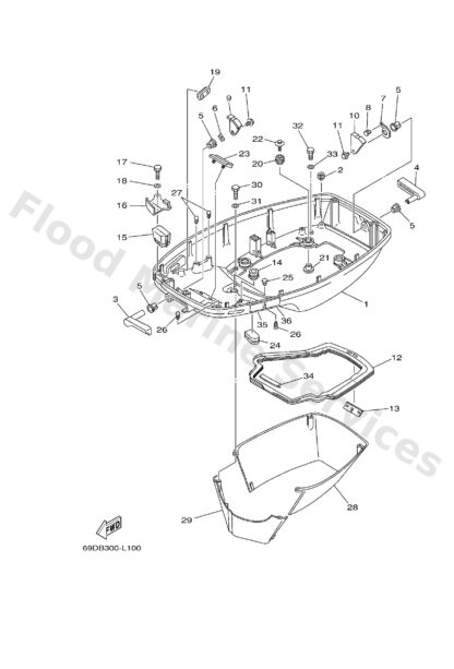Genuine Yamaha 6H342711154D - Cowling, bottom 1 - Supplied by Flood Marine