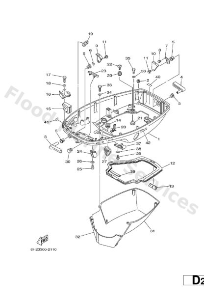 Genuine Yamaha 6H342711244D - Cowling, bottom 1 - Supplied by Flood Marine