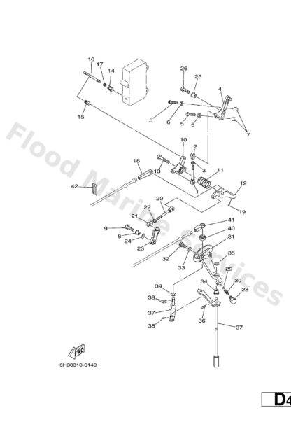 Genuine Yamaha 6H3441201200 - Handle gear shift assy - Supplied by Flood Marine