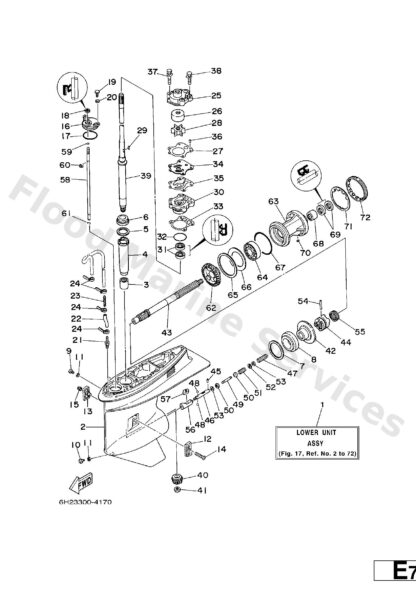 Genuine Yamaha 6H345300154D - Lower unit assy - Supplied by Flood Marine