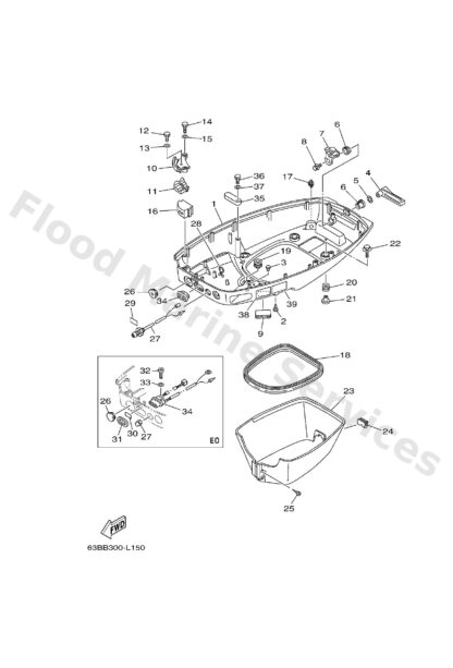 Genuine Yamaha 6H442711074D - Cowling, bottom 1 - Supplied by Flood Marine
