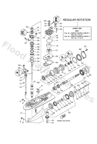 Genuine Yamaha 6HB45300008D - Lower unit assy - Supplied by Flood Marine