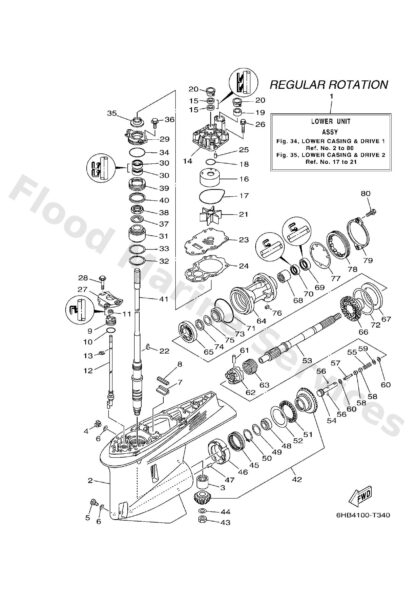 Genuine Yamaha 6HB45300018D - Lower unit assy - Supplied by Flood Marine