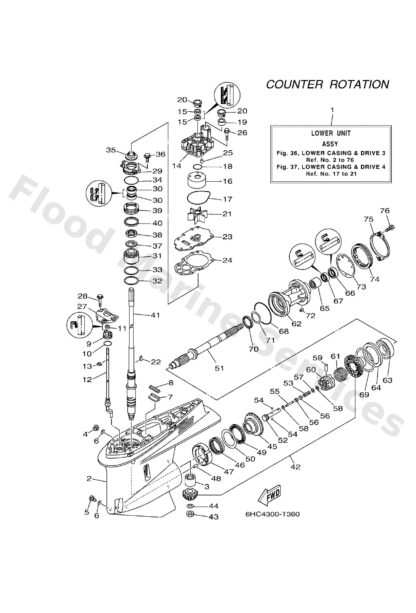 Genuine Yamaha 6HC45300028D - Lower unit assy - Supplied by Flood Marine