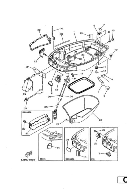 Genuine Yamaha 6J842711034D - Cowling, bottom 1 - Supplied by Flood Marine