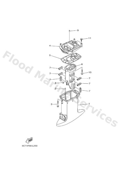 Genuine Yamaha 6J845111114D - Casing, upper - Supplied by Flood Marine