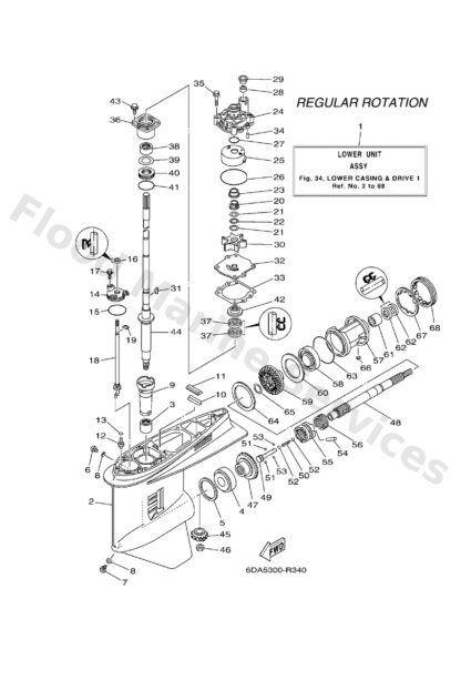 Genuine Yamaha 6J94530107CE - Casing, lower - Supplied by Flood Marine