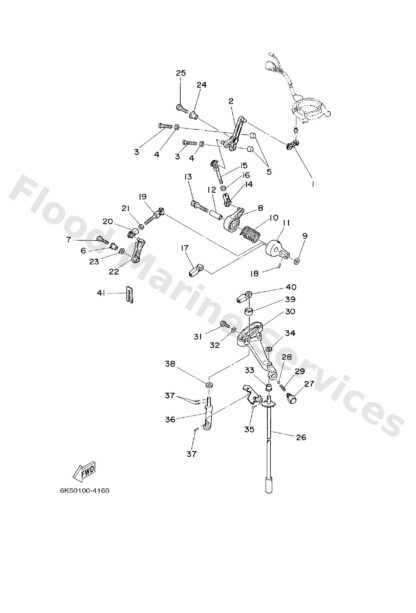 Genuine Yamaha 6K5441201100 - Handle gear shift assy - Supplied by Flood Marine