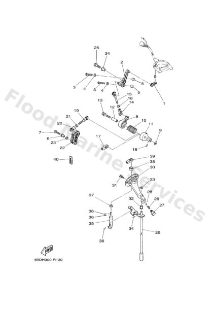 Genuine Yamaha 6K5441201200 - Handle gear shift assy - Supplied by Flood Marine