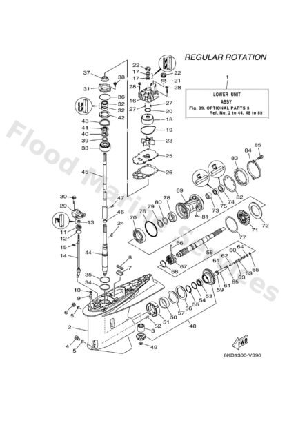 Genuine Yamaha 6KA4530100CE - Casing, lower - Supplied by Flood Marine