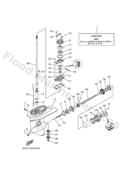 Genuine Yamaha 6L245361038D - Cap, lower casing - Supplied by Flood Marine