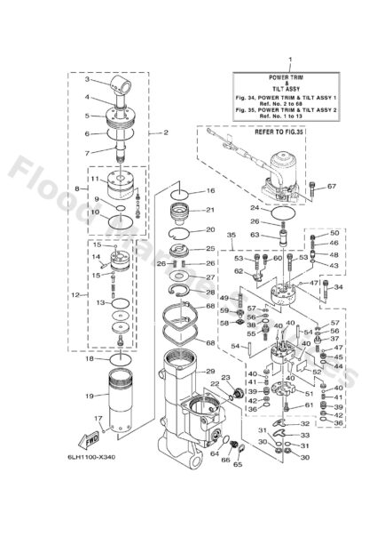 Genuine Yamaha 6LH438000000 - Power trim & tilt assy - Supplied by Flood Marine
