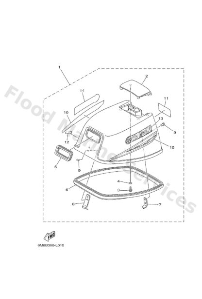 Genuine Yamaha 6M8426784000 - Graphic, rear - Supplied by Flood Marine