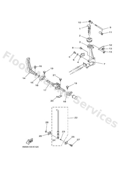 Genuine Yamaha 6N0G41110000 - Handle, gear shift - Supplied by Flood Marine