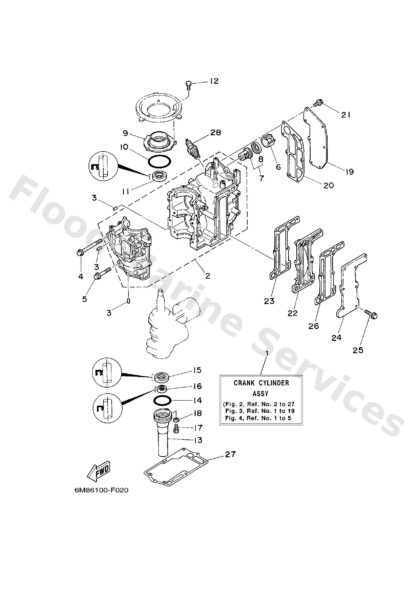 Genuine Yamaha 6N0WE090011S - Crank cylinder assy - Supplied by Flood Marine