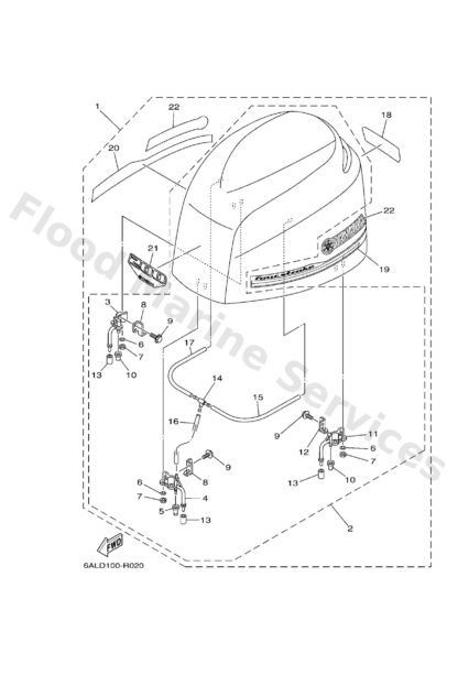 Genuine Yamaha 6P24261A0200 - Top cowling w/o graphics - Supplied by Flood Marine