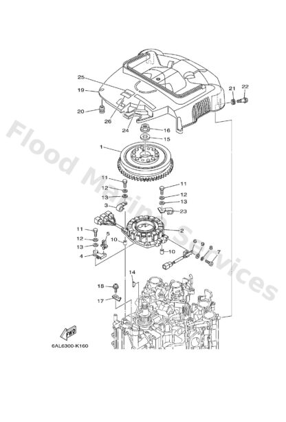 Genuine Yamaha 6P2813370000 - Cover, flywheel - Supplied by Flood Marine