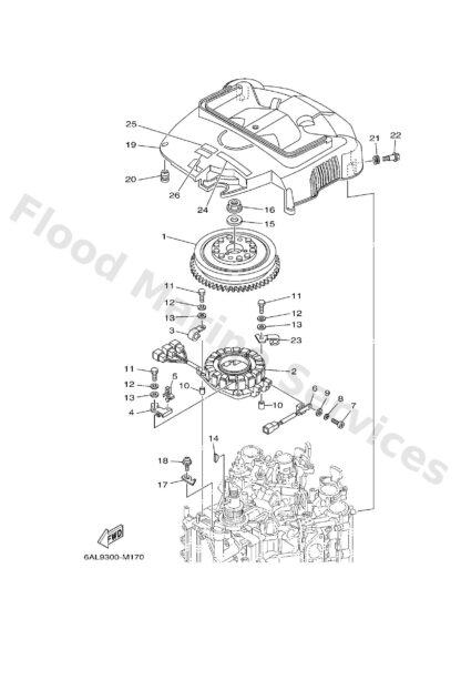 Genuine Yamaha 6P2813370100 - Cover, flywheel - Supplied by Flood Marine