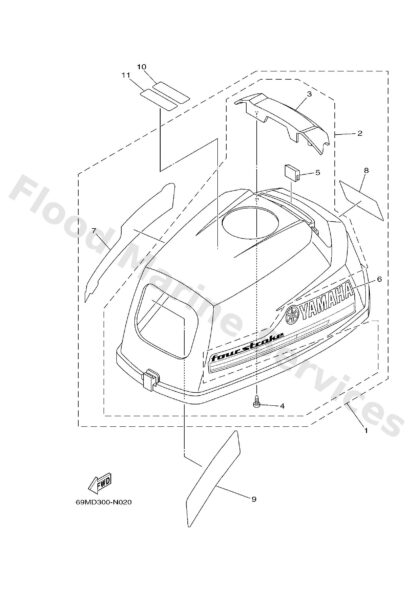 Genuine Yamaha 6S7426760000 - Graphic, side 2 - Supplied by Flood Marine