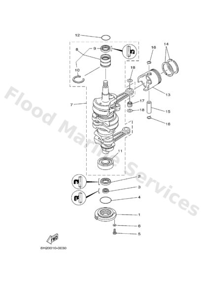 Genuine Yamaha 93311636U600 - Bearing, needle (6h3) - Supplied by Flood Marine