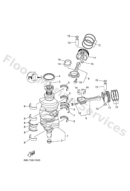 Genuine Yamaha 6GR116340000 - Clip, piston pin - Supplied by Flood Marine