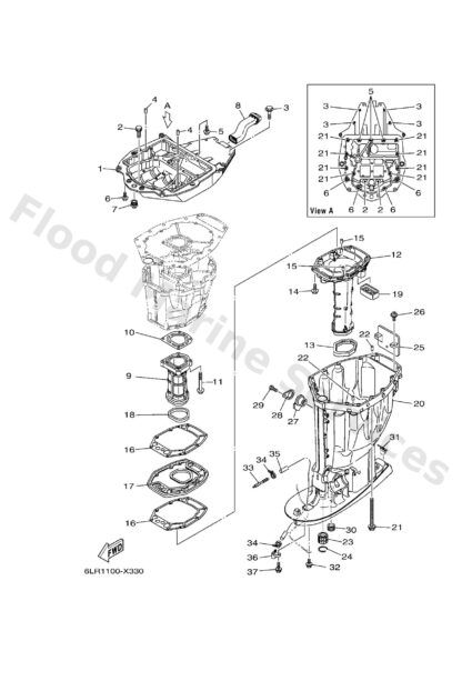Genuine Yamaha 6LH45111008D - Casing, upper - Supplied by Flood Marine