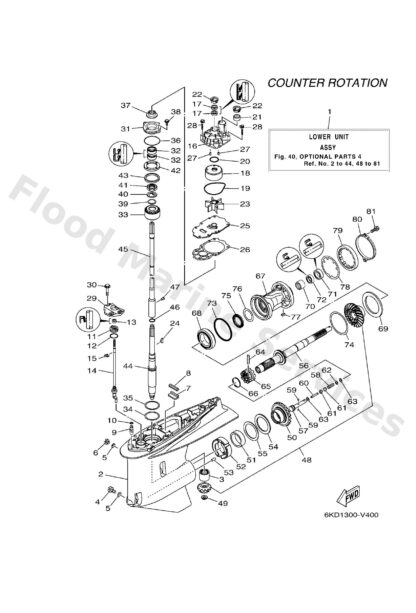 Genuine Yamaha 6MM4530000CE - Lower unit assy - Supplied by Flood Marine