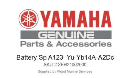 Battery Sp A123  Yu-Yb14A-A2Dc - Genuine Yamaha Product available at Flood Marine