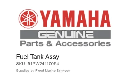 Fuel Tank Assy – Genuine Yamaha Product available at Flood Marine