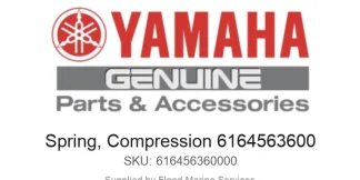 Spring, Compression 6164563600 - Genuine Yamaha Product available at Flood Marine