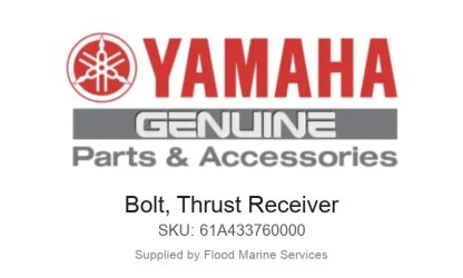 Bolt, Thrust Receiver - Genuine Yamaha Product available at Flood Marine