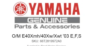 O/M E40Xmh/40Xw/Xwt '03 E,F,S - Genuine Yamaha Product available at Flood Marine