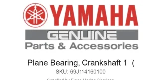 Plane Bearing, Crankshaft 1  ( - Genuine Yamaha Product available at Flood Marine