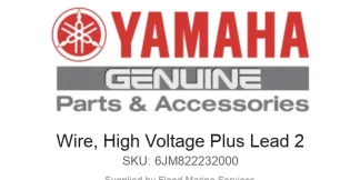 Wire, High Voltage Plus Lead 2 - Genuine Yamaha Product available at Flood Marine