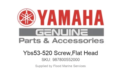 Ybs53-520 Screw,Flat Head - Genuine Yamaha Product available at Flood Marine