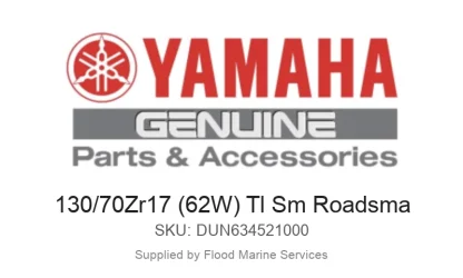 130/70Zr17 (62W) Tl Sm Roadsma - Genuine Yamaha Product available at Flood Marine