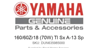 160/60Zr18 (70W) Tl Sx A-13 Sp - Genuine Yamaha Product available at Flood Marine