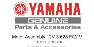 Motor Assembly 12V 3.625 F/W V - Genuine Yamaha Product available at Flood Marine